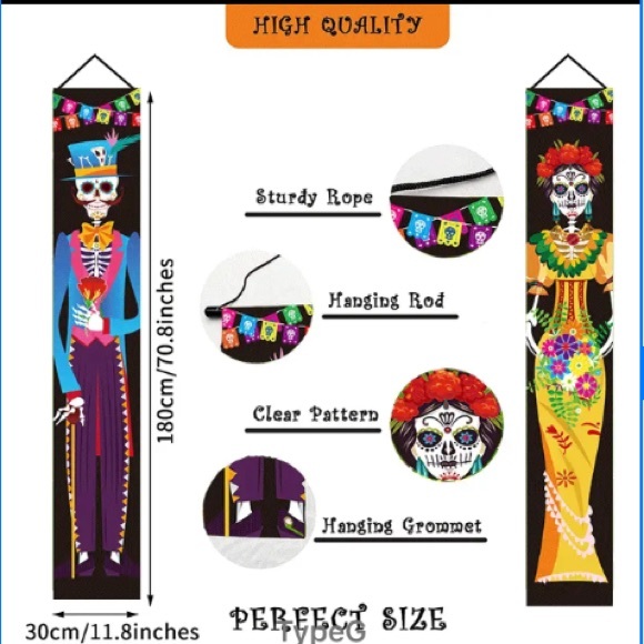 Day of The Dead Decoration Halloween Banner Sign - Picture 2 of 2